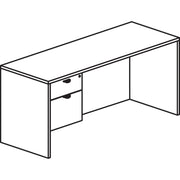 Lorell Prominence 2.0 3/4 Left-Pedestal Desk, Gray Elm, 29"H x 66"W x 30"D, 1" Thick Top, 2 Drawers (1 Box, 1 File), Single Pedestal Left, Particleboard, Thermofused Melamine, Laminate, 1 Each