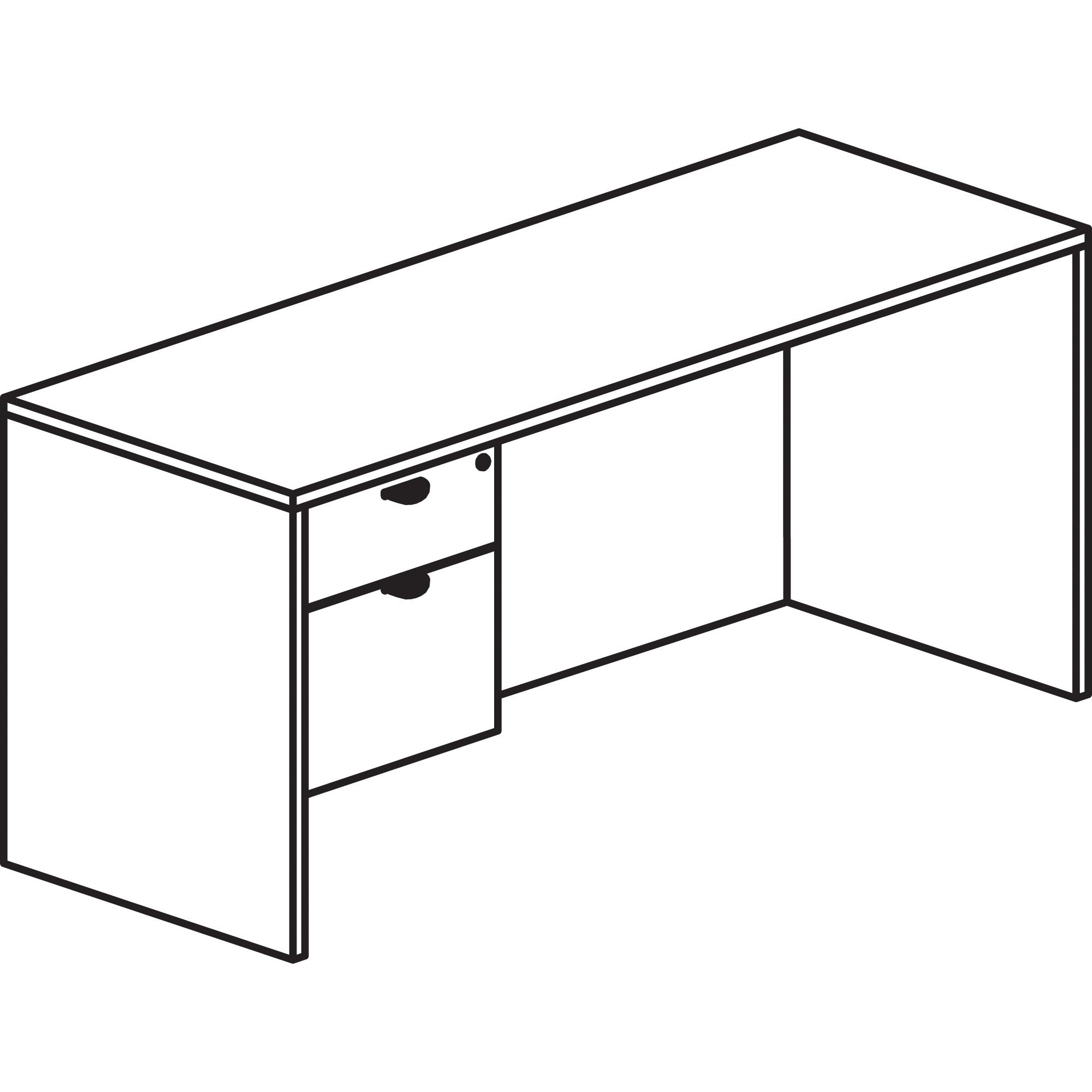 Lorell Prominence 2.0 3/4 Left-Pedestal Desk, Gray Elm, 29"H x 66"W x 30"D, 1" Thick Top, 2 Drawers (1 Box, 1 File), Single Pedestal Left, Particleboard, Thermofused Melamine, Laminate, 1 Each