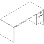 Lorell Prominence 2.0 3/4 Right-Pedestal Desk, Gray Elm, 29"H x 66"W x 30"D, 1" Thick Top, 2 Drawers (1 Box, 1 File), Single Pedestal Right, Particleboard, Thermofused Melamine, Laminate, 1 Each