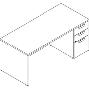 Lorell Prominence 2.0 Right-Pedestal Desk, Gray Elm, 66"W x 30"D x 29"H, 1" Thick Top, 3 Drawers (2 Box, 1 File), Single Pedestal Right, Particleboard, Thermofused Melamine Finish, 1 Each