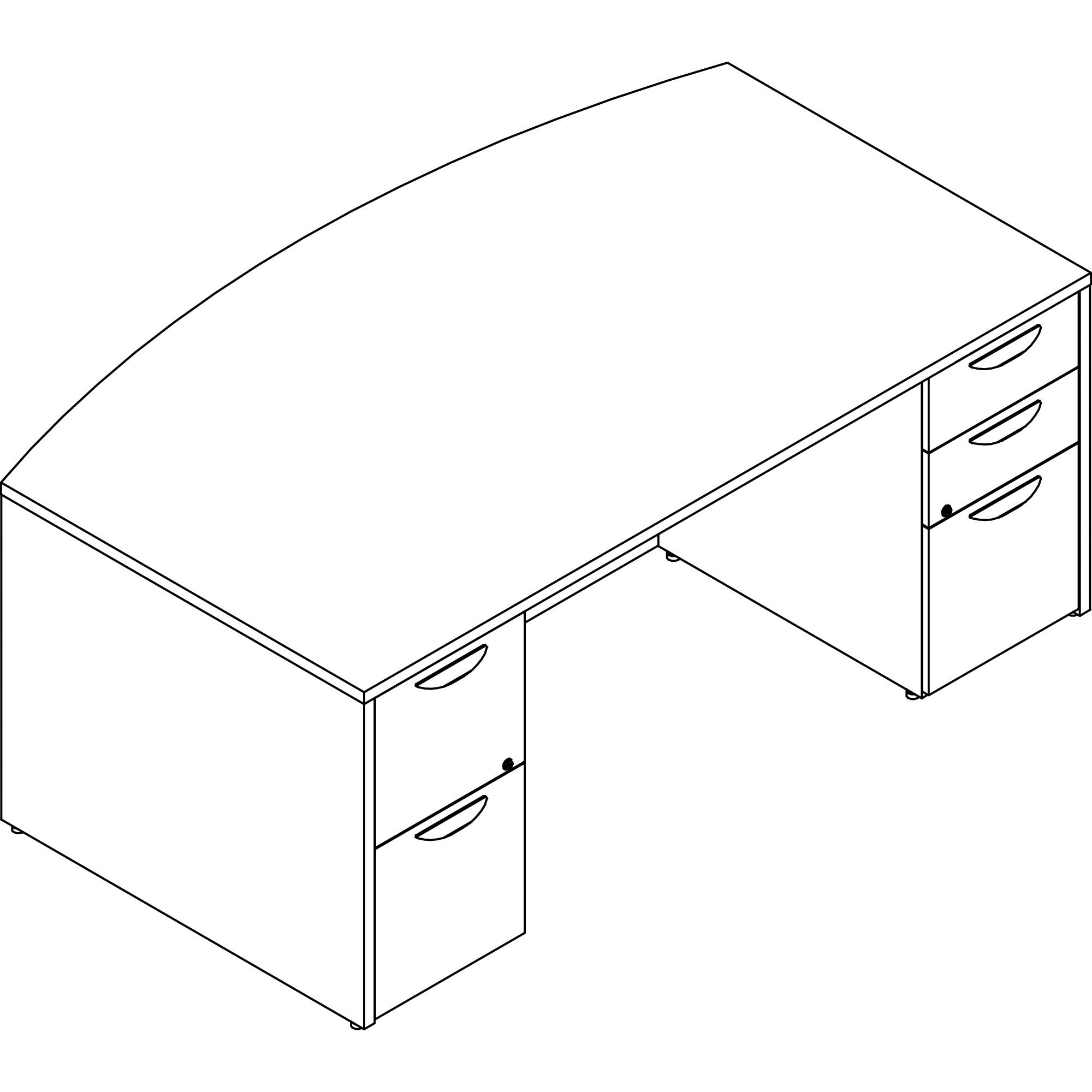 Lorell Prominence 2.0 Bowfront Double-Pedestal Desk, Gray Elm, 29"H x 72"W x 42"D, 1" Thick Top, 5 Drawers (3 File, 2 Box), Double Pedestal, Laminate Finish, 1 Each