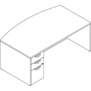 Lorell Prominence 2.0 Bowfront Left-Pedestal Desk, 72"W x 42"D x 29"H, 1" Thick Top, 3 Drawers (2 Box, 1 File), Double Pedestal Left, Gray Elm Laminate, 1 Each