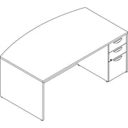 Lorell Prominence 2.0 Bowfront Right-Pedestal Desk, 72"W x 42"D x 29"H, 1" Thick Top, 3 Drawers (2 Box, 1 File), Double Pedestal Right, Gray Elm Laminate, 1 Each