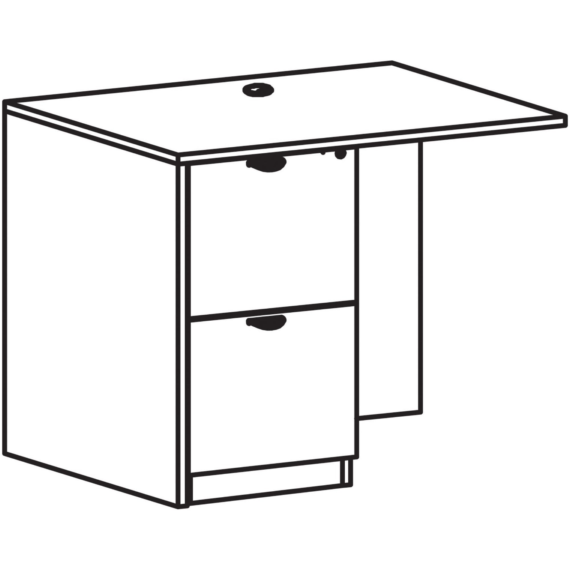 Lorell Prominence 2.0 Left Return, 29"H x 42"W x 24"D, 1" Thick Top, 2 Drawers, Gray Elm Thermofused Melamine Laminate, Particleboard, Band Edge, 1 Each