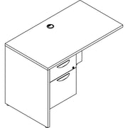 Lorell Prominence 2.0 Left Return, Gray Elm, 29"H x 42"W x 24"D, 1" Thick Top, Single Left Pedestal, 2 Drawers (1 Box, 1 File), Particleboard, Thermofused Melamine Laminate, 1 Each