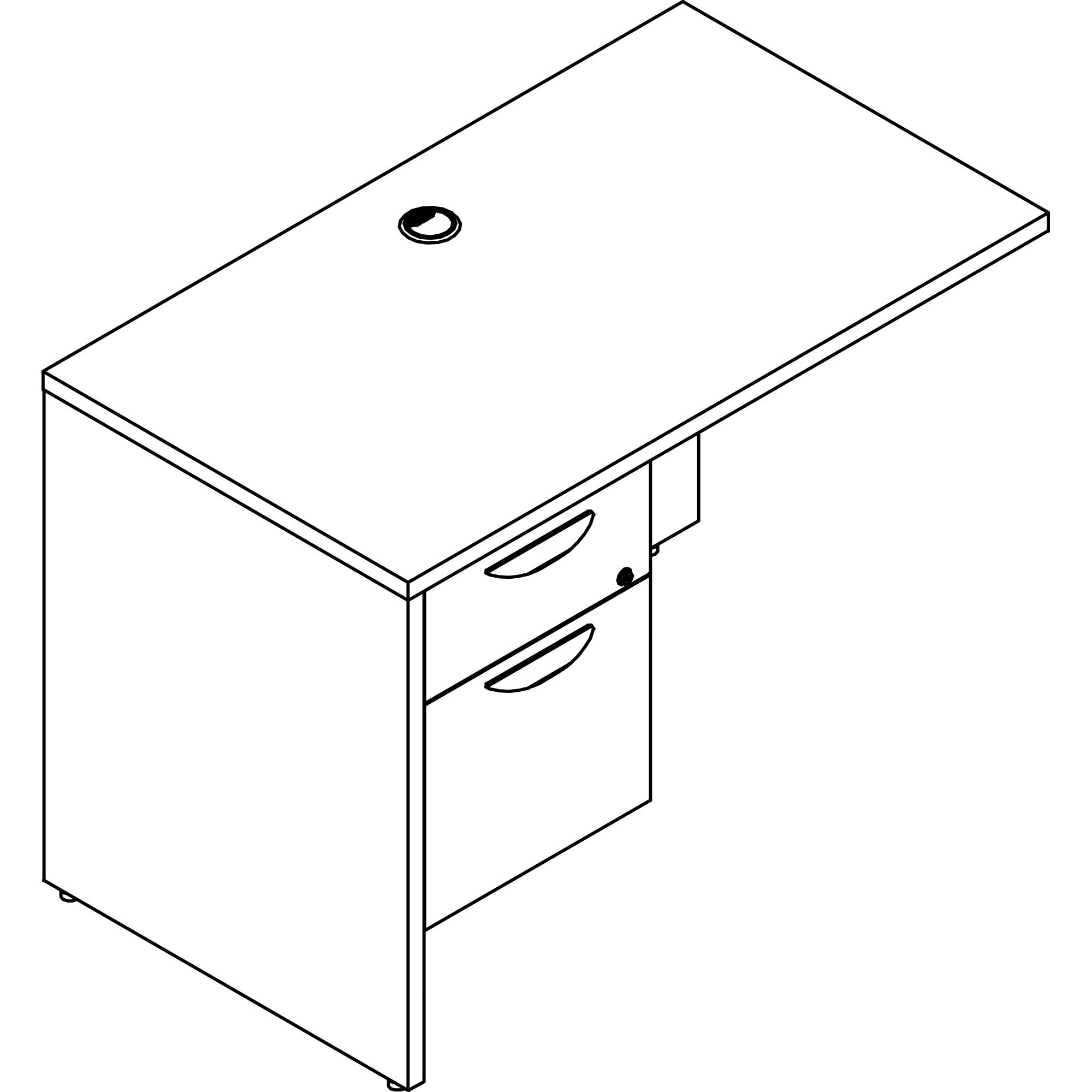 Lorell Prominence 2.0 Left Return, Gray Elm, 29"H x 42"W x 24"D, 1" Thick Top, Single Left Pedestal, 2 Drawers (1 Box, 1 File), Particleboard, Thermofused Melamine Laminate, 1 Each