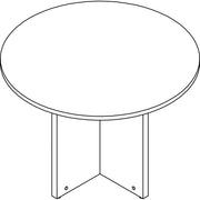 Lorell Prominence 2.0 Round Laminate Conference Table, 42" Diameter x 29" Height, 1" Thick Top, Gray Finish, Particleboard, X-Base, 1 Each