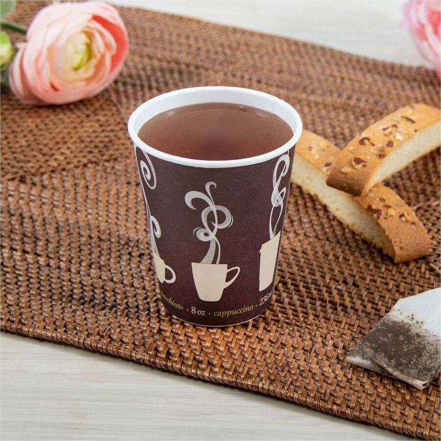 Solo ThermoGuard 8 oz Double Walled Paper Hot Cups, Multi, Paper/Polyethylene, Insulated, Leak Proof, 40 Cups/Bag, 25 Bags/Carton
