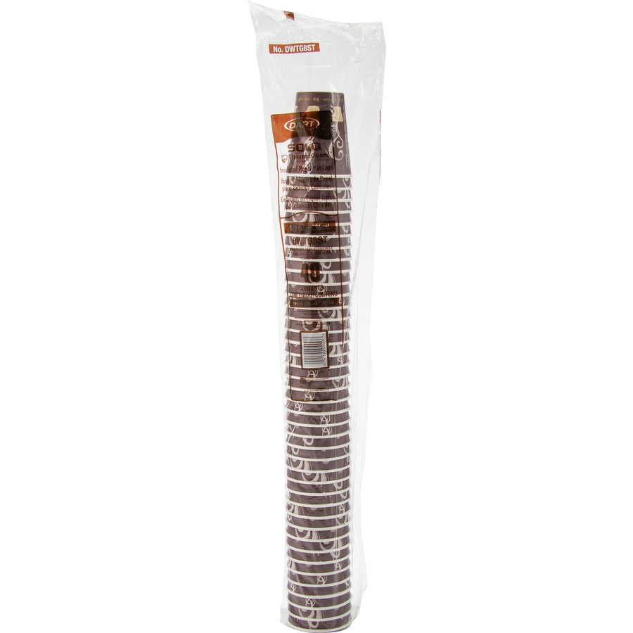 Solo ThermoGuard 8 oz Double Walled Paper Hot Cups, Multi, Paper/Polyethylene, Insulated, Leak Proof, 40 Cups/Bag, 25 Bags/Carton