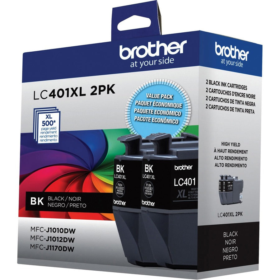 Brother LC401XL2PKS Original High Yield Inkjet Ink Cartridge - Black - 2 / Pack