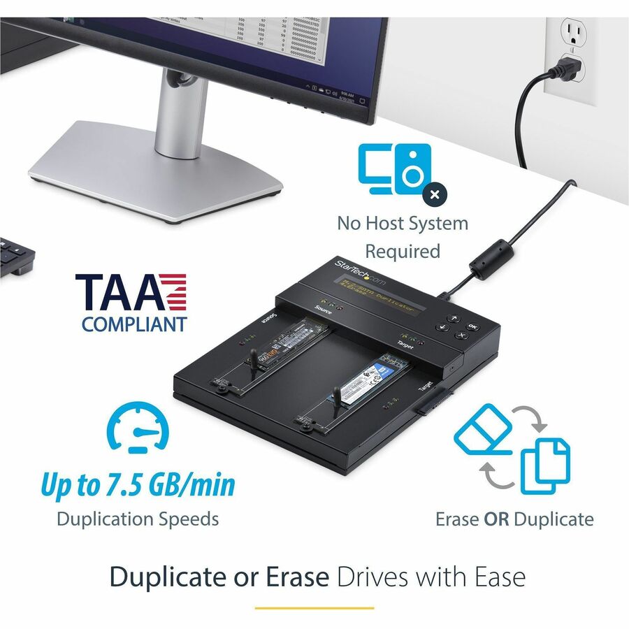 StarTech.com 1 to 1 NVMe/SATA Drive Duplicator and Secure Eraser