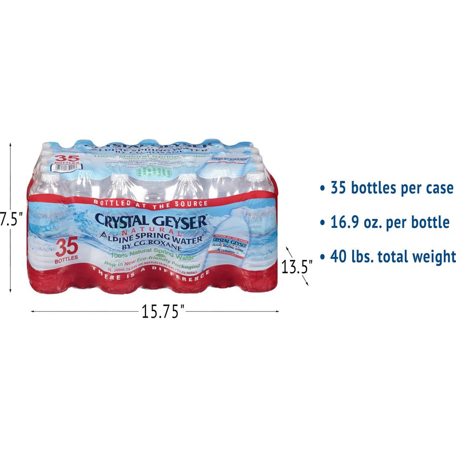 Crystal Geyser Natural Alpine Spring Water, 16.9 fl oz Bottles, 35 per Carton, 54 Cartons per Pallet