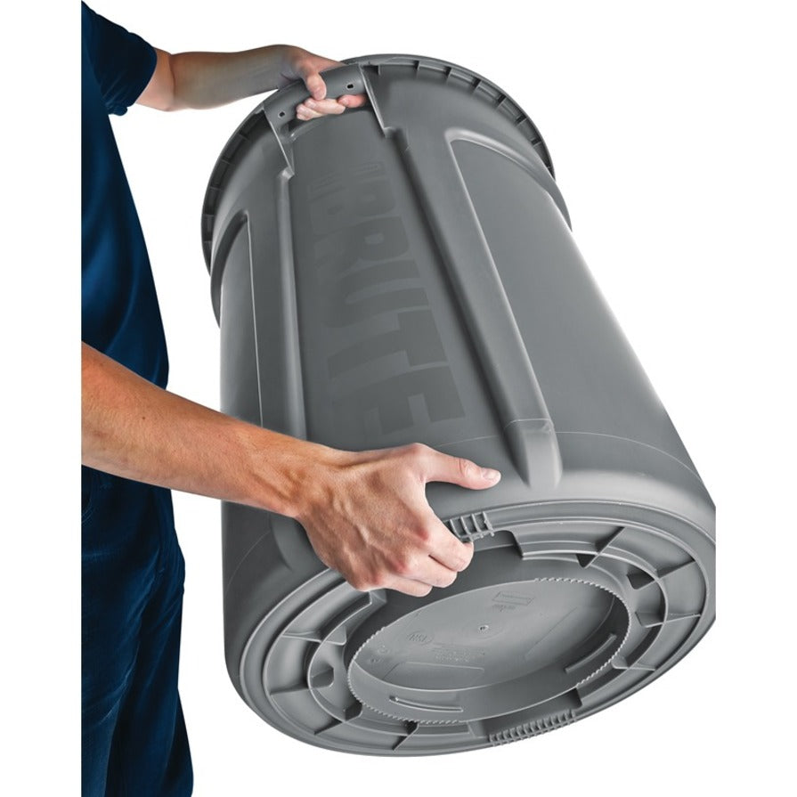 Rubbermaid Commercial Vented Brute 20-Gallon Container, Round, Stackable, Black Resin, 22.9"H x 19.4"W x 22.3"D, 1 Each