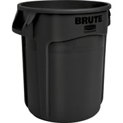 Rubbermaid Commercial Vented Brute 20-Gallon Container, Round, Stackable, Black Resin, 22.9"H x 19.4"W x 22.3"D, 1 Each