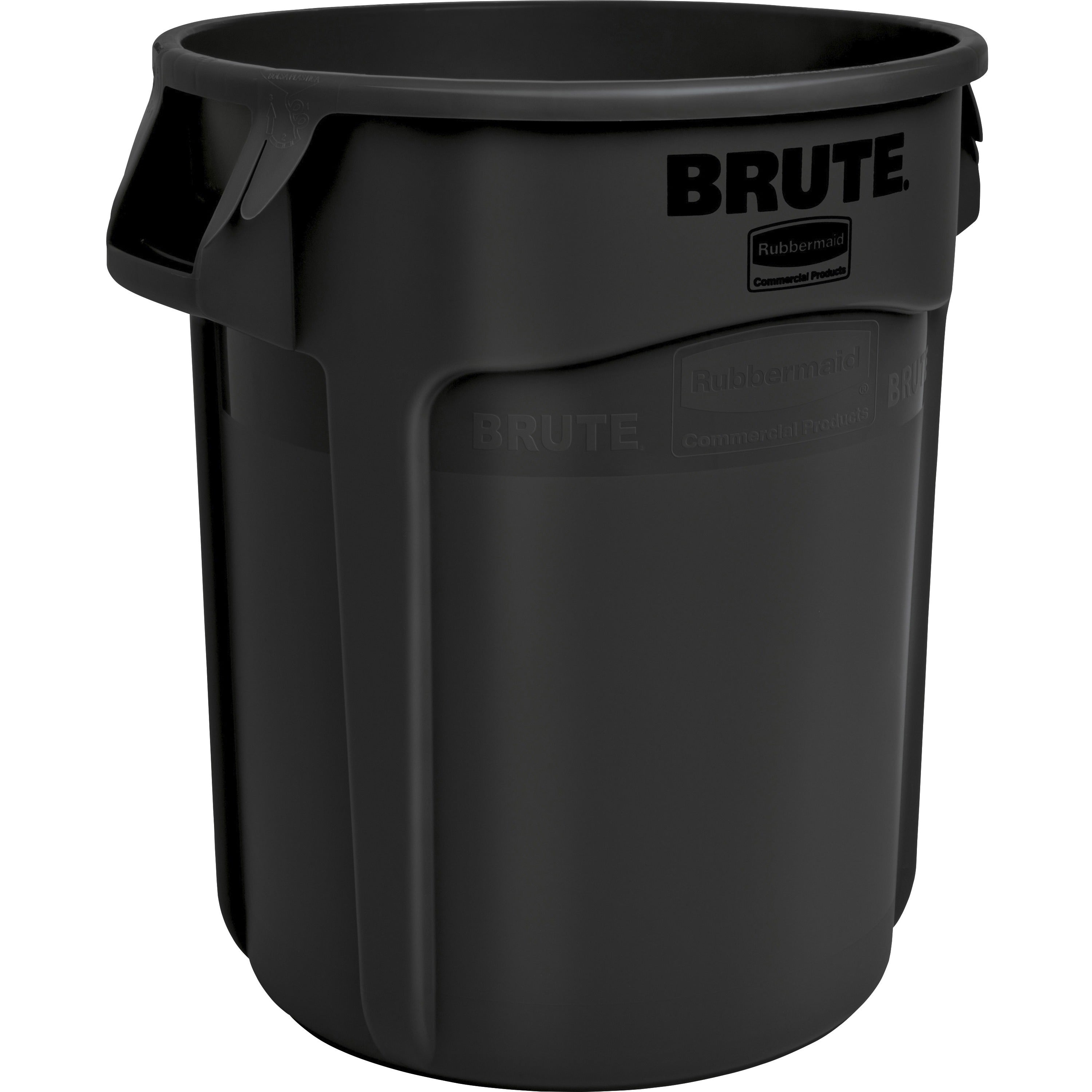 Rubbermaid Commercial Vented Brute 20-Gallon Container, Round, Stackable, Black Resin, 22.9"H x 19.4"W x 22.3"D, 1 Each