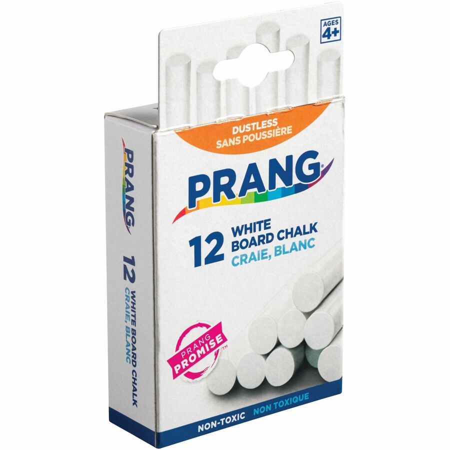 Prang Nontoxic Chalk Sticks, White, 3.3" Length, 12 Sticks per Box, 12 Boxes per Carton