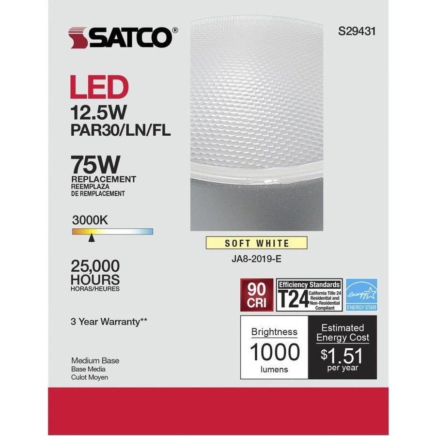 Satco 12W PAR 30/LN/FL 3000K LED Bulb