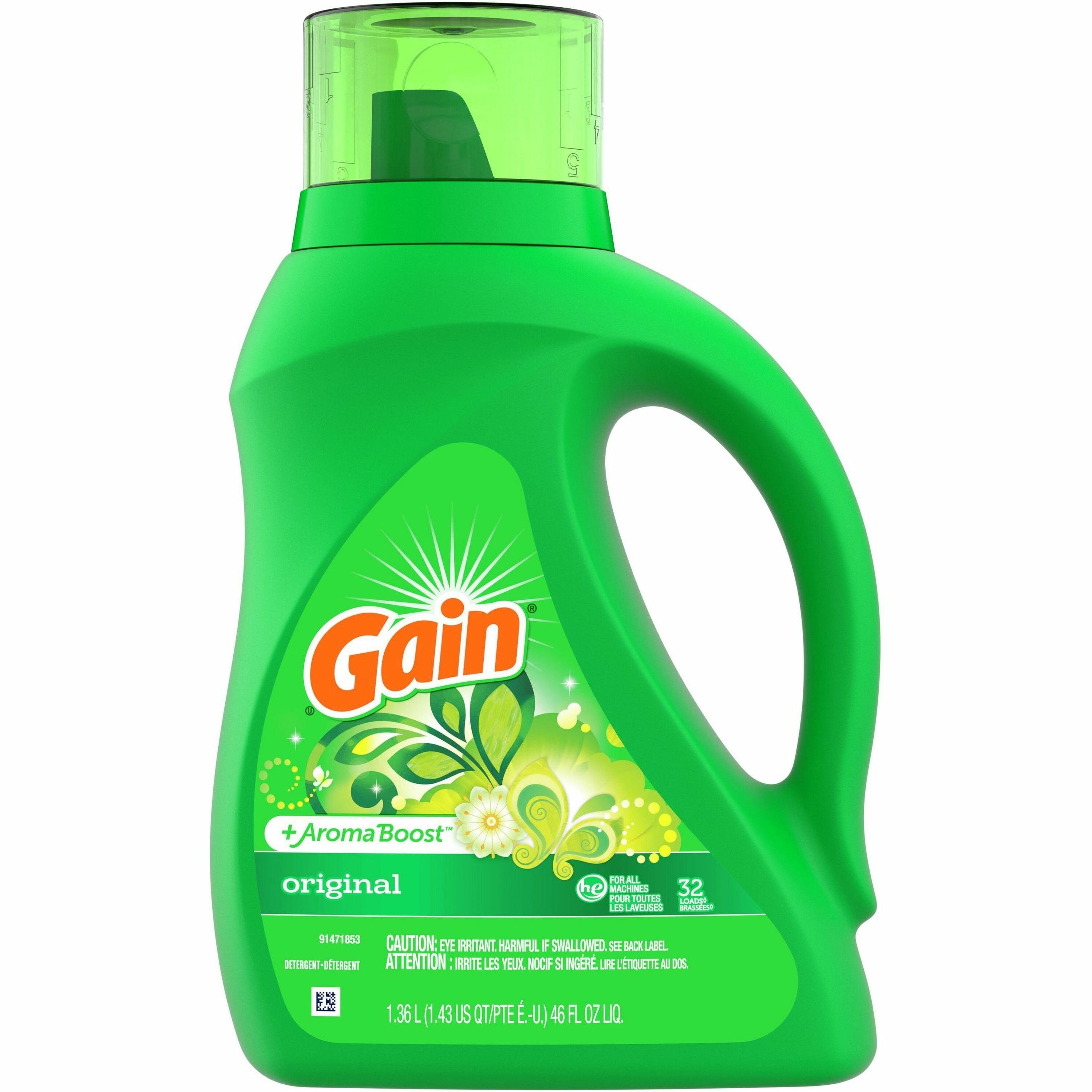 Gain Detergent With Aroma Boost, Original Scent, 46 fl oz, Green, 1 Bottle