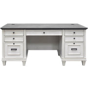 Martin Hartford Double Pedestal Desk, 31"H x 70"W x 30"D, 7 Drawers, Vintage Linen Finish, Wood Grain/Veneer/Metal/Wire Mesh, 1 Each