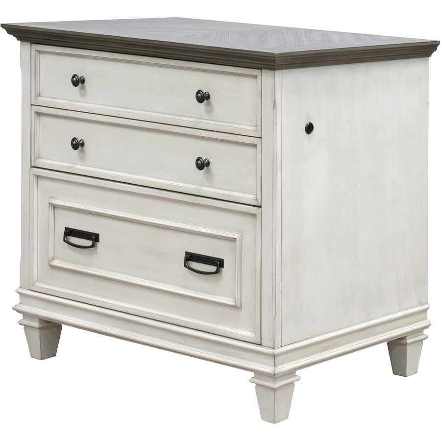 Martin Hartford Lateral File, 2 Drawers, Wood Grain/Veneer/Wire Mesh, Vintage Linen Finish, 31"H x 36"W x 21"D, 1 Each