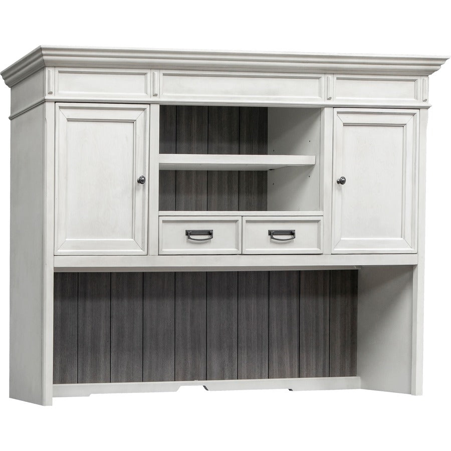 Martin Hartford Hutch, Vintage Linen Finish, 49" H x 71" W x 14" D, 2 Drawers, 1 Adjustable Shelf, Wood Grain/Veneer/Metal/Wire Mesh, 1 Each
