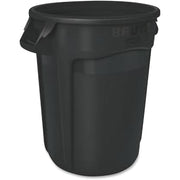 Rubbermaid Commercial Vented Brute 10-Gallon Black Round Resin Container, Stackable, Heavy Duty, 17.3"H x 15.6"D, 6 per Carton