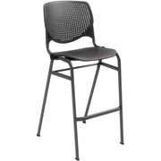 KFI Barstool Chair, Black Polypropylene Seat & Back, Aluminum Alloy/Steel Frame, Four-Legged Base, Stackable, 1 Each