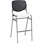 KFI Barstool Chair, Black/White, Stackable, Contoured Seat, 400 lb Capacity, 1 Each