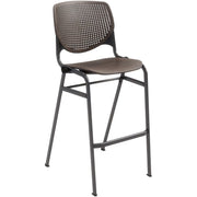 KFI Barstool Chair, Brownstone Polypropylene Seat & Back, Black Steel Frame, Four-Legged Base, Stackable, 1 Each