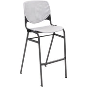 KFI Barstool Chair, Light Gray Polypropylene Seat & Back, Black Steel Frame, Four-Legged Base, Stackable, 1 Each