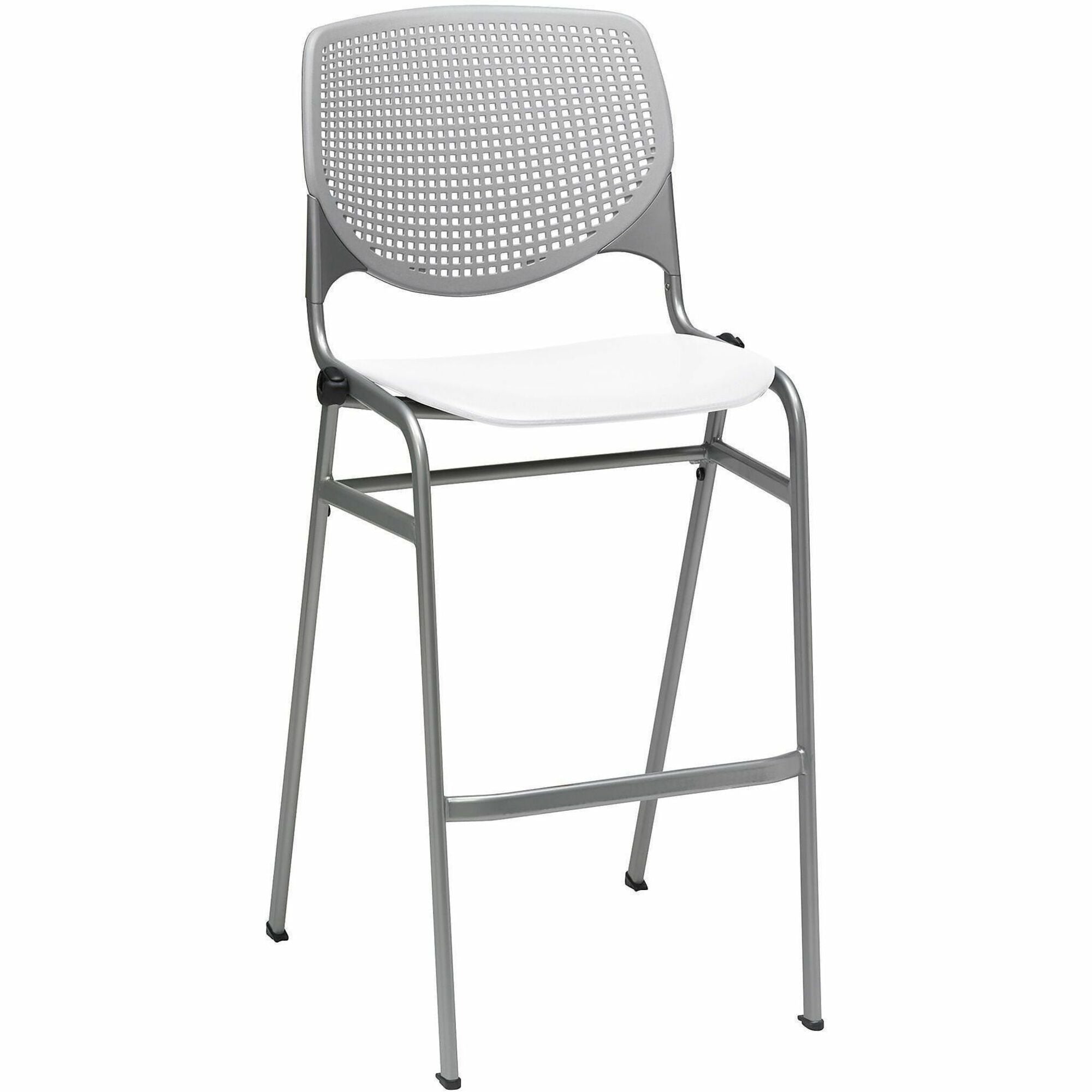 KFI Barstool Chair, Light Gray/White, Stackable, Contoured Seat, 400 lb Capacity, 1 Each