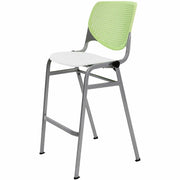 KFI Barstool Chair, Lime Green/White, Contoured Seat, Stackable, 400 lb Capacity, 46.5"H x 23"W x 22"D, 1 Each