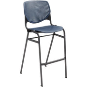 KFI Barstool Chair, Navy Polypropylene Seat and Back, Black Steel Frame, Four-Legged Base, Stackable, 1 Each
