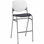 KFI Barstool Chair, White/Black, Stackable, Contoured Seat, 400 lb Capacity, 1 Each
