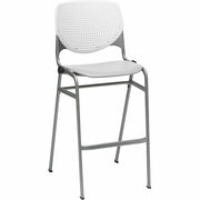 KFI Barstool Chair, White/Light Gray, Stackable, Contoured Seat, 400 lb Capacity, 1 Each
