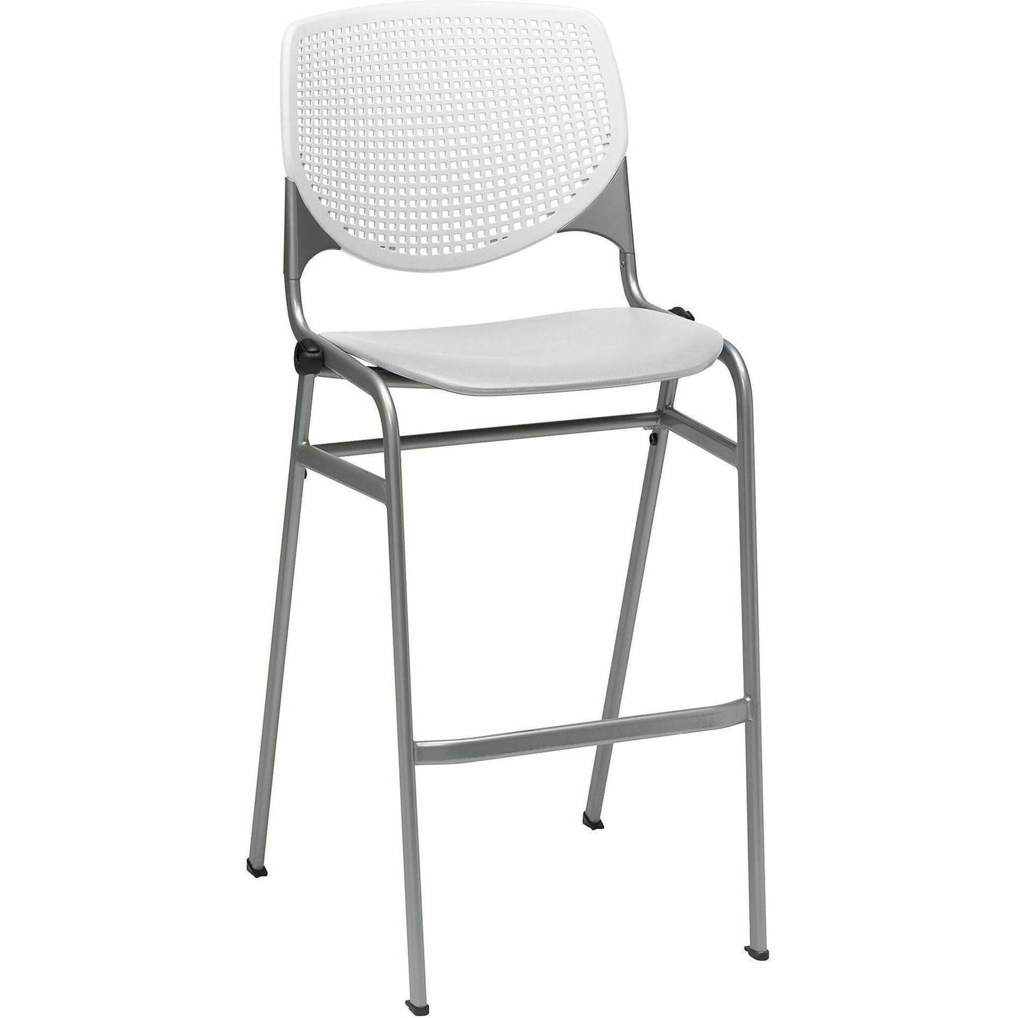 KFI Barstool Chair, White/Light Gray, Stackable, Contoured Seat, 400 lb Capacity, 1 Each