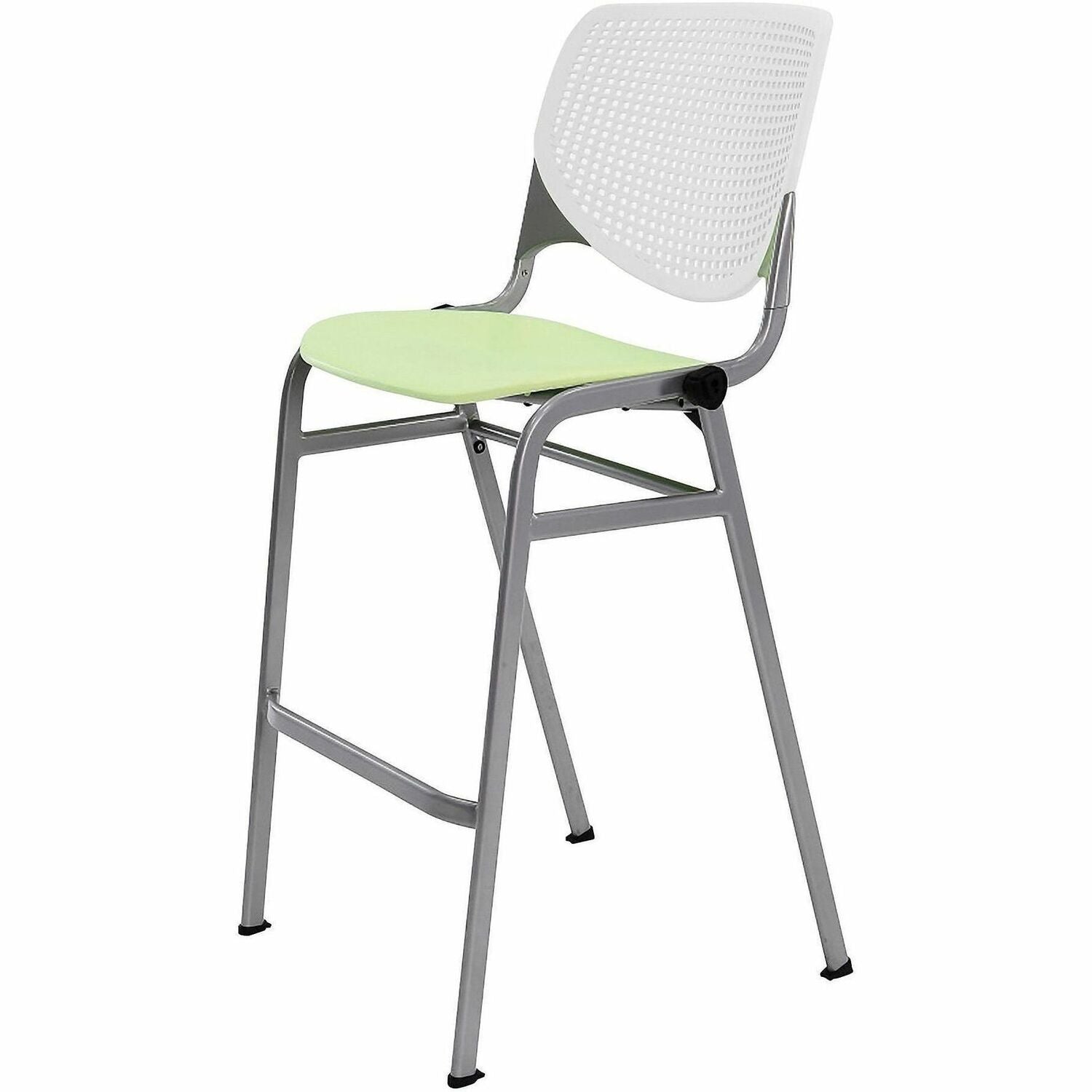 KFI Barstool Chair, White/Lime Green, Stackable, Contoured Seat, 400 lb Capacity, 1 Each
