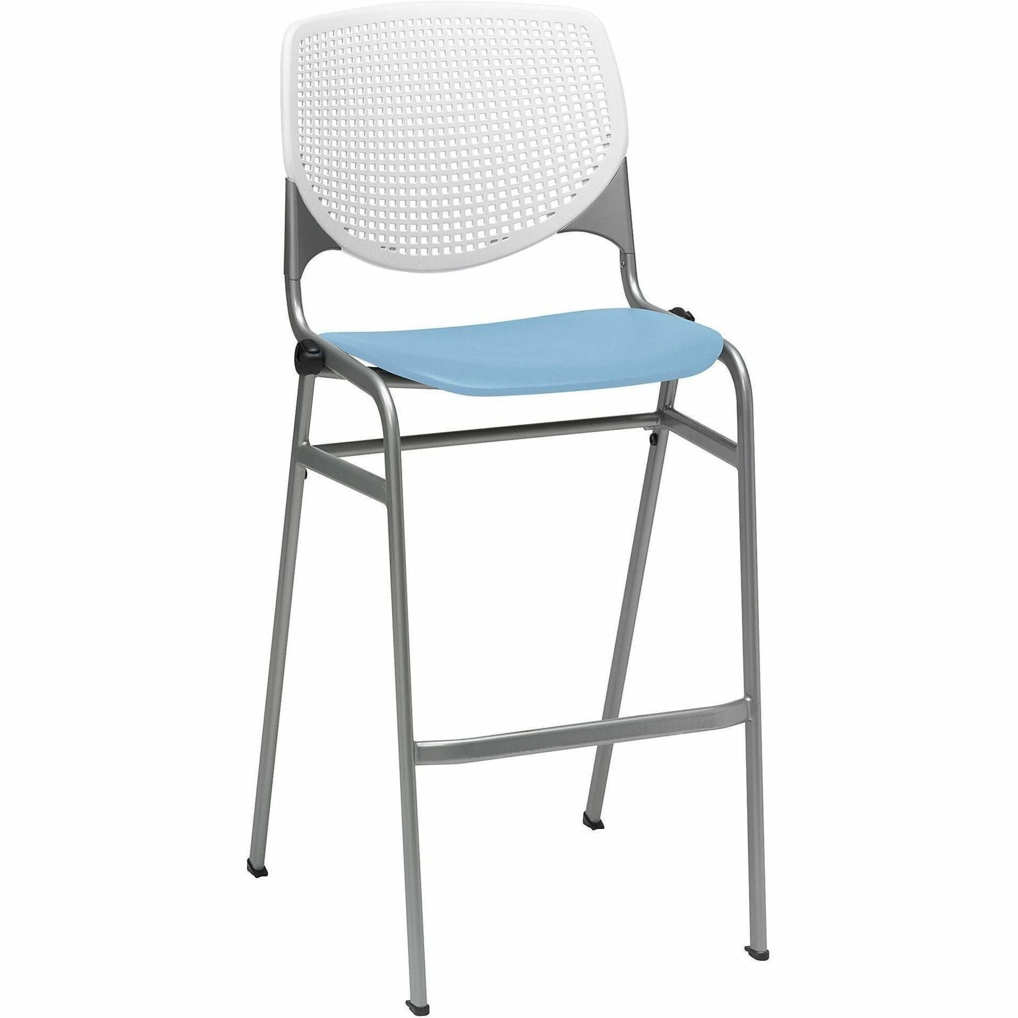 KFI Barstool Chair, White/Sky Blue, 1 Each