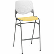 KFI Barstool Chair, White/Yellow, Stackable, Contoured Seat, 400 lb Capacity, 1 Each
