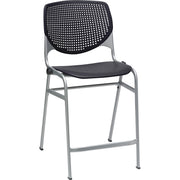 KFI Bar Stool, Black Polypropylene Seat and Back, Powder Coated Black Steel Frame, Four-Legged Base, Stackable, 1 Each