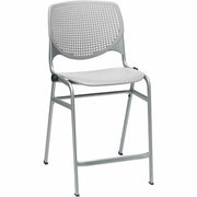 KFI Bar Stool, Light Gray Polypropylene Seat and Back, Powder Coated Black Steel Frame, Four-Legged Base, Stackable, 1 Each