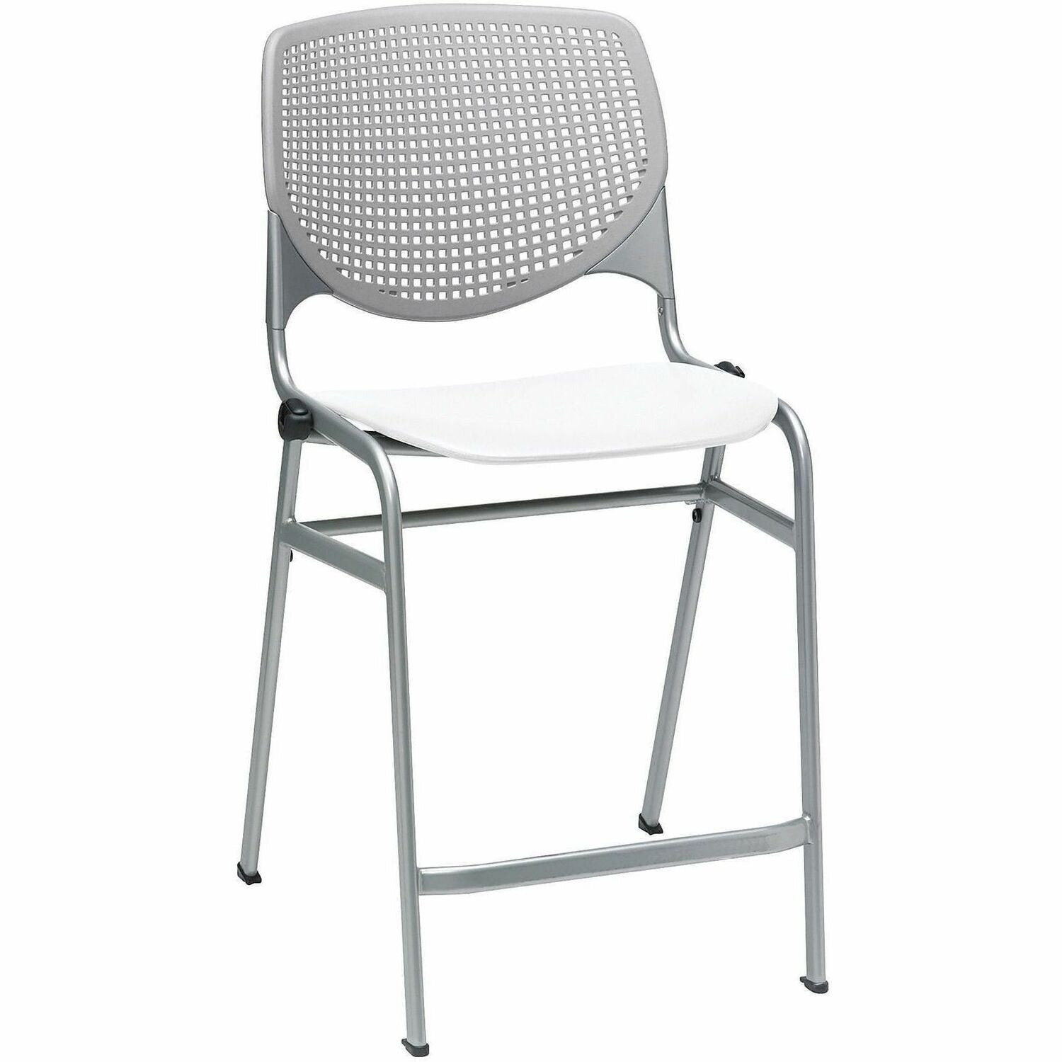 KFI Seating Bar Stool, Light Gray/White, Contoured Seat, Stackable, 41.5"H x 21.3"W x 21.5"D, 1 Each