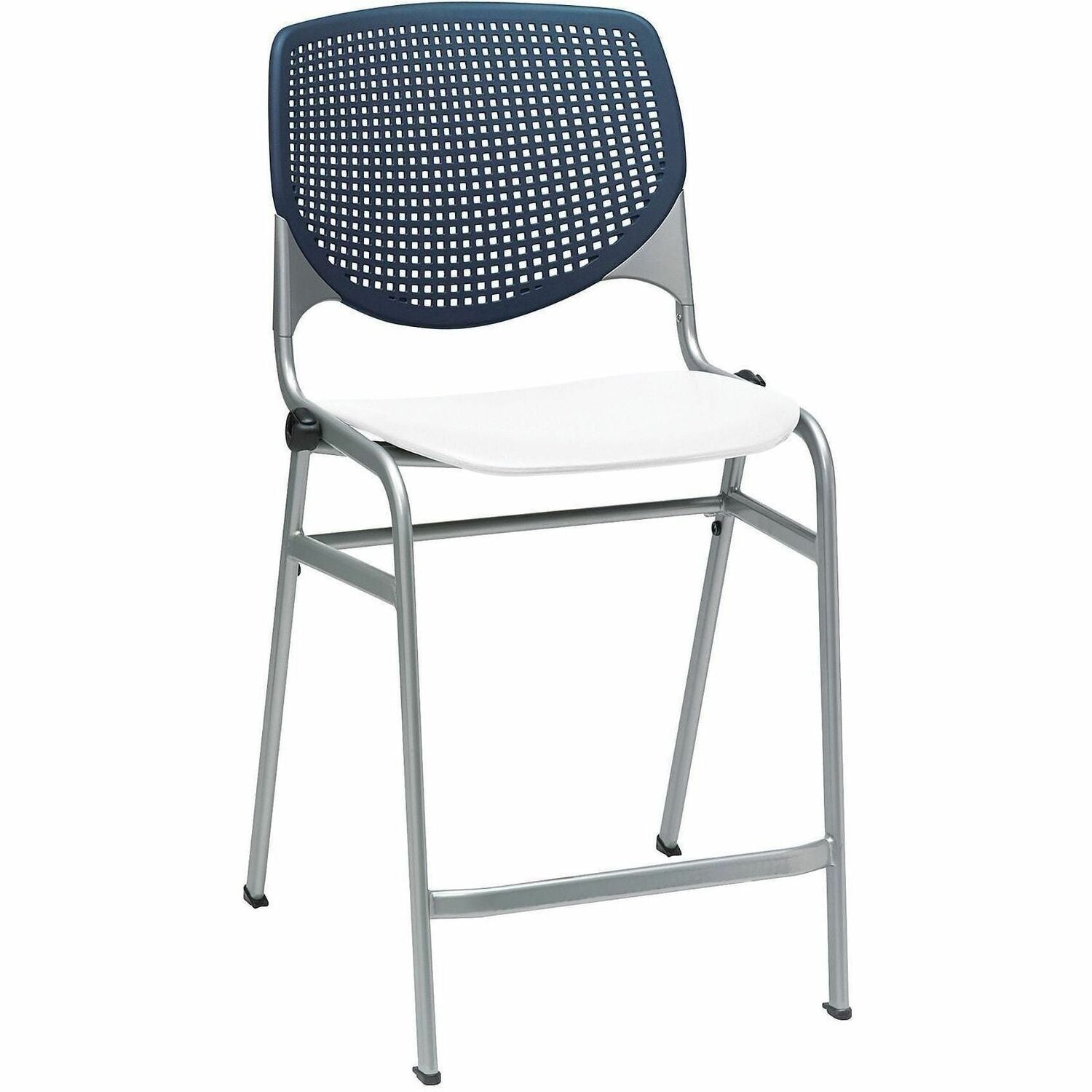 KFI Seating Bar Stool, Navy/White, Stackable, Contoured Seat, 1 Each