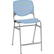 KFI Bar Stool, Sky Blue Polypropylene Seat & Back, Powder Coated Black Steel Frame, Four-Legged Base, Stackable, 1 Each