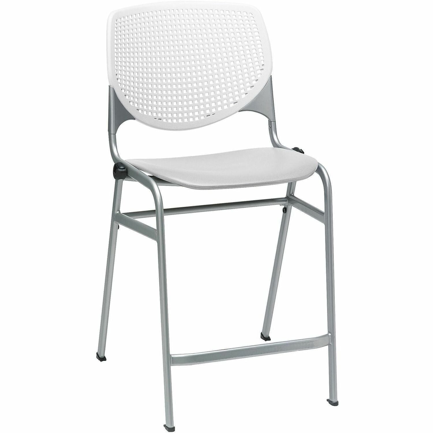 KFI Seating Bar Stool, White/Light Gray, Contoured Seat, Stackable, 1 Each