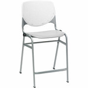 KFI Seating Bar Stool, White/Light Gray, Contoured Seat, Stackable, 1 Each