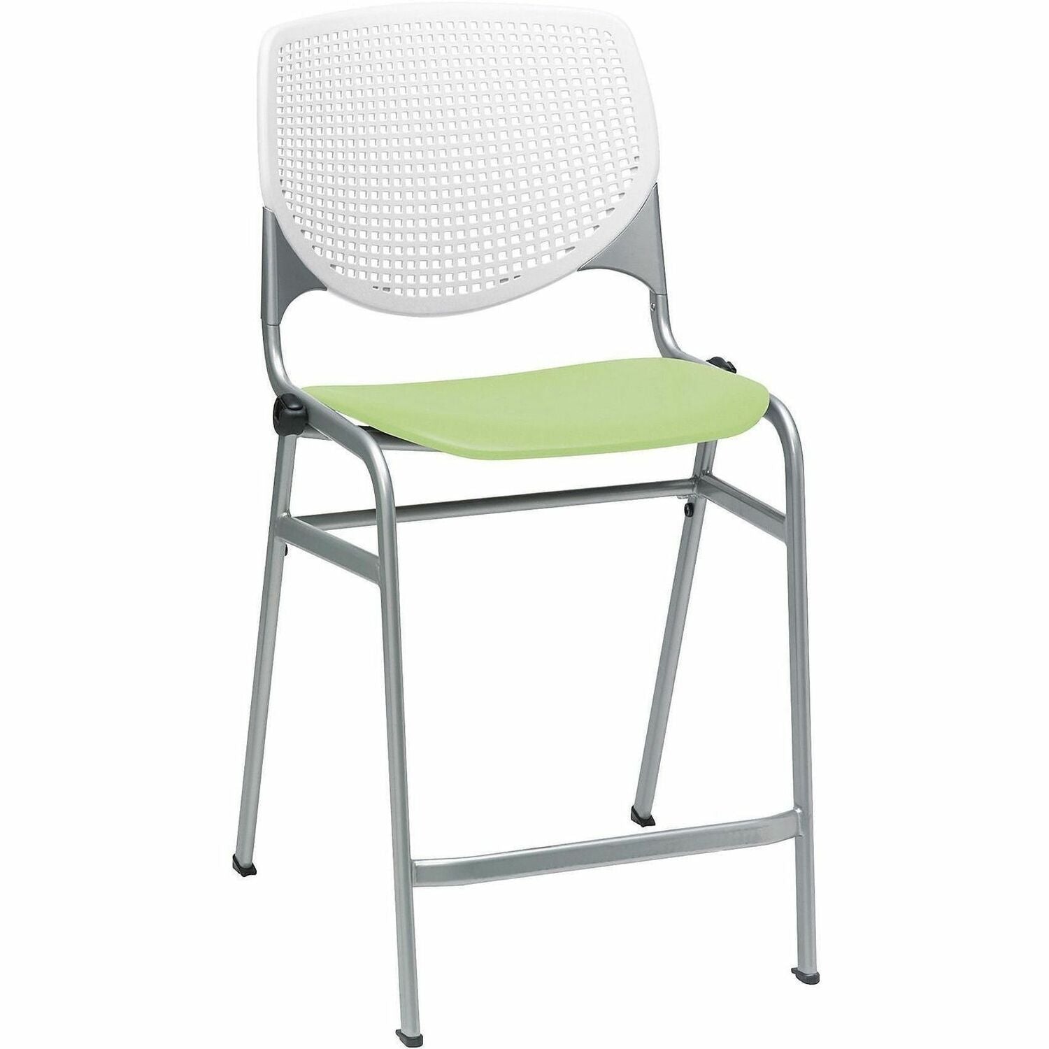 KFI Seating Bar Stool, White/Lime Green, Stackable, Contoured Seat, 1 Each
