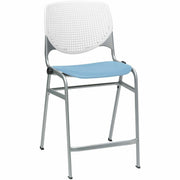 KFI Seating Bar Stool, White/Sky Blue, Stackable, Contoured Seat, 1 Each