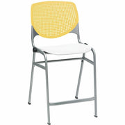 KFI Seating Bar Stool, Yellow/White, Stackable, Contoured Seat, 41.5"H x 21.3"W x 21.5"D, 1 Each