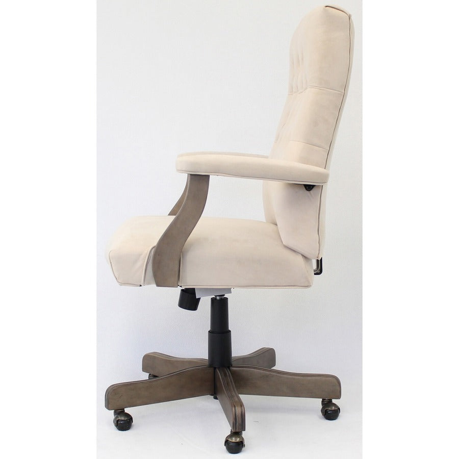 Boss Executive Commercial Linen Chair, Champagne Velvet/Linen Seat & Back, Driftwood Frame, Mid Back, 5-Star Base, Armrest, 1 Each